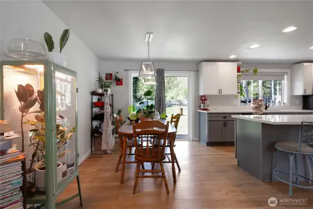 Dining space open to kitchen and living room.