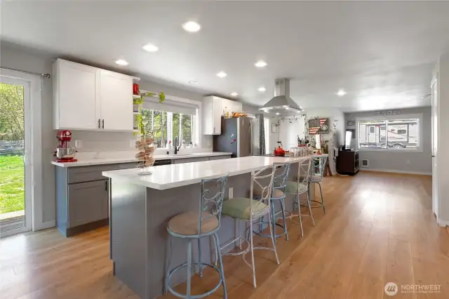Huge island great for entertaining, baking or cooking.