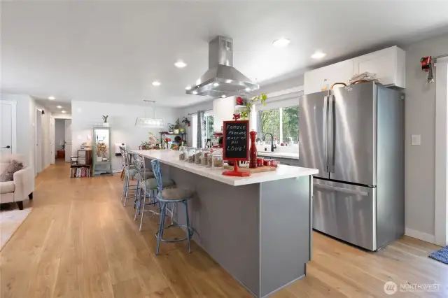 Looking into kitchen and dining area.