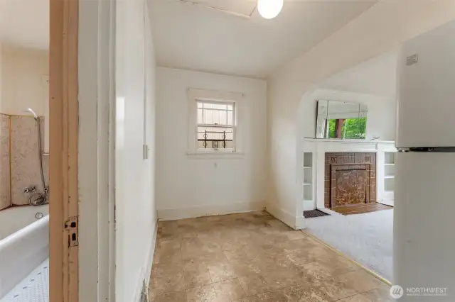 Lovely eat-in kitchen dining overlooks the living room.