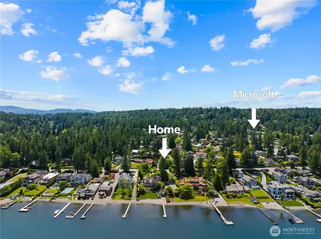Aerial view, lake side.