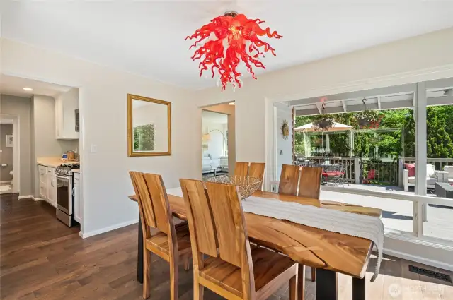 The dining room is open to the kitchen for easy flow entertaining.