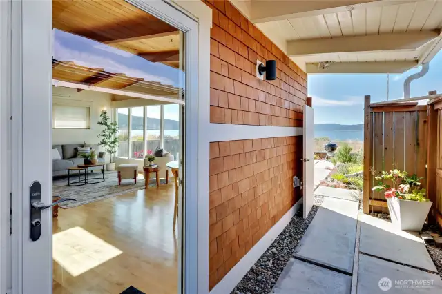 Coming in from the patio through the courtyard door and into the home.