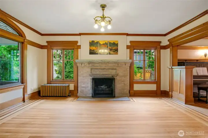 Golden millwork and moulding are very special. Look at the craftsmanship and artistry involved in these spaces.