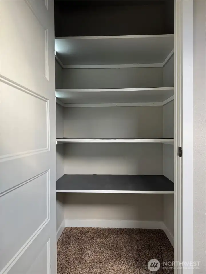 Lighted Linen/storage closet upstairs