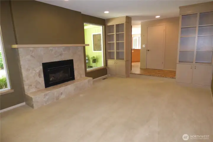 View of the other side of the living room and more built-ins.