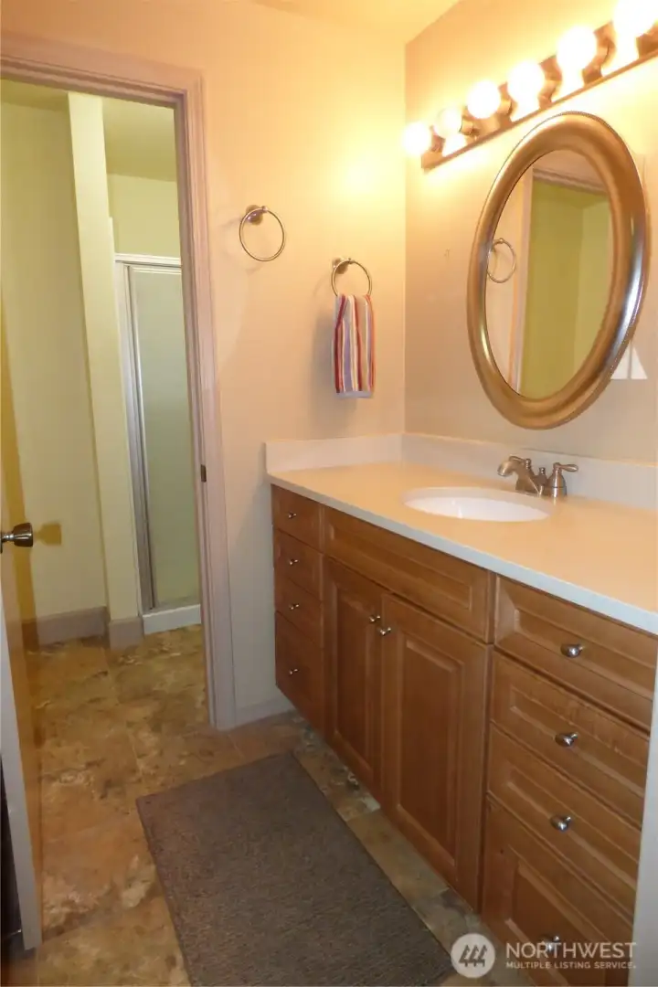 Primary bathroom with shower.