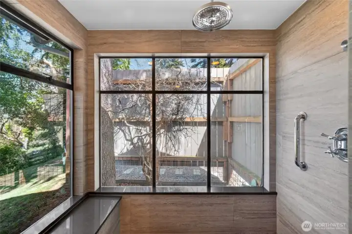 Shower with views of the sound
