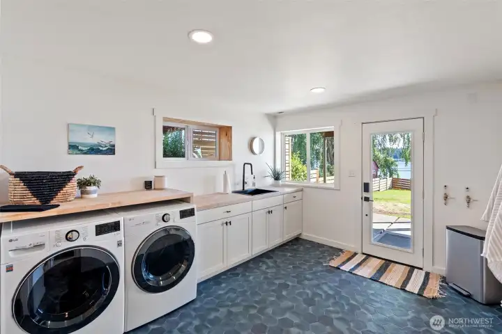 Huge laundry room.