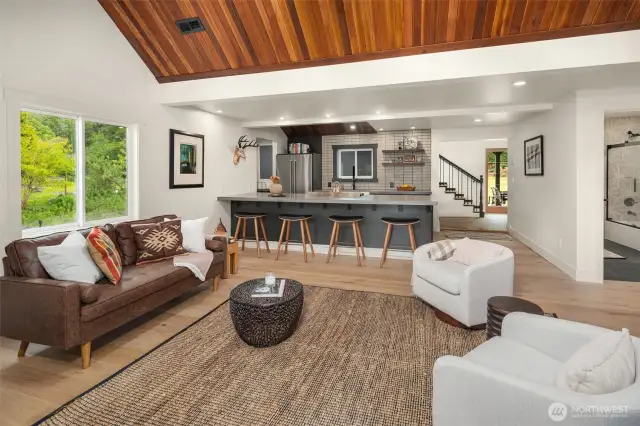 Greatroom with massive kitchen island