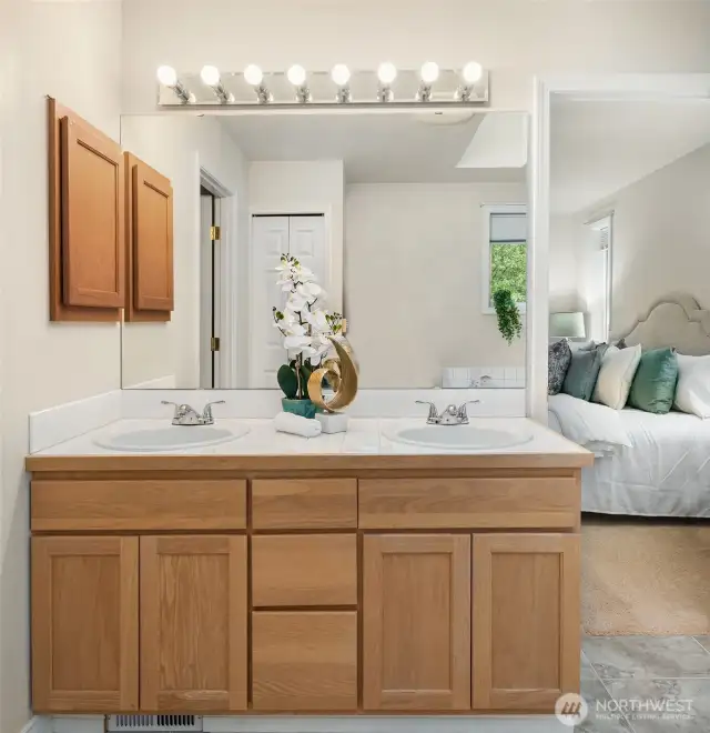 Primary bathroom with double vanity
