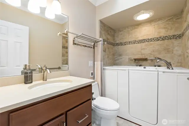 Full bath off of the main floor primary.