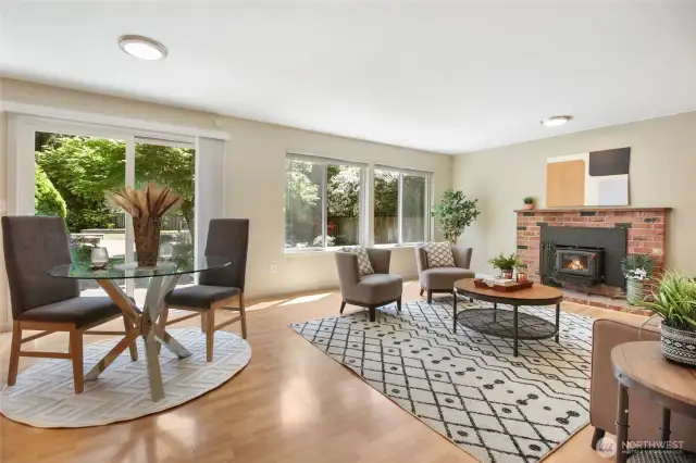 The nook area off the kitchen offers a patio door to the rear yard.