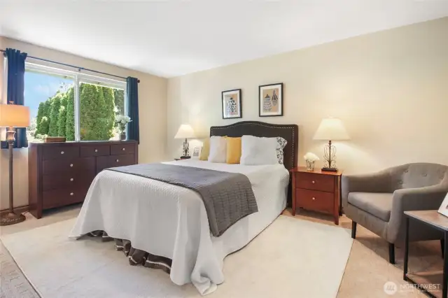 The primary bedroom offers plenty of space for furniture.
