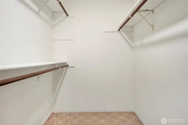The walk-in closet in the primary.