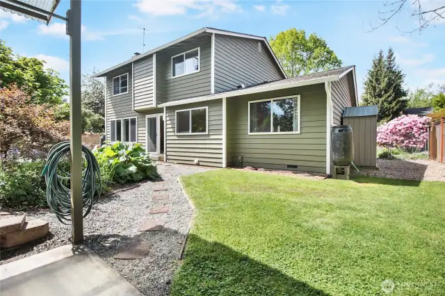 Wander through the various areas of the rear yard.