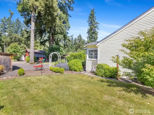 Side yard with plenty of nature surrounding it