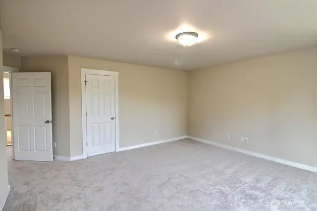 Another view of the oversized primary suite. Door is to a spacious walk-in closet the length of that wall!