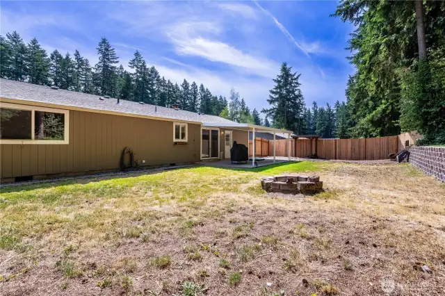 Large fenced backyard