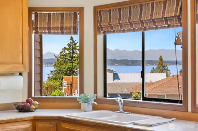 Washing dishes isn't so bad when your gazing out onto the Sound!
