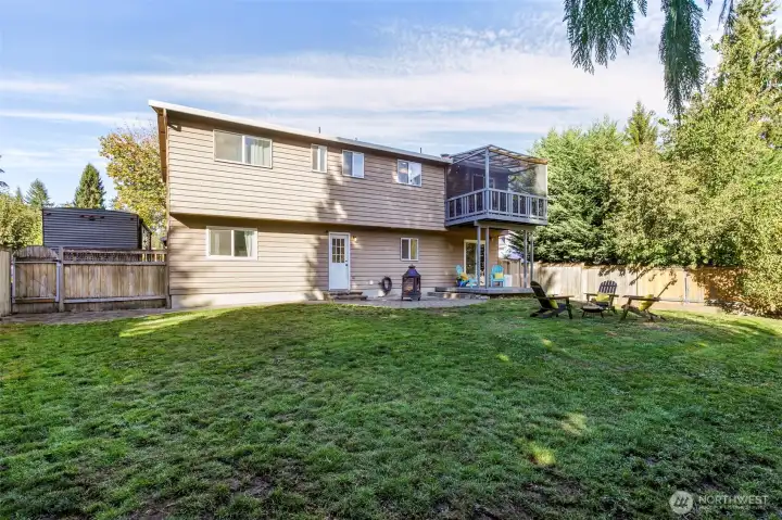 Huge, fully fenced backyard, ideal for entertaining or relaxing. Includes a spacious shed.