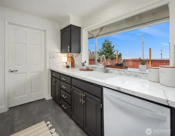 Garden window providing ample natural light.