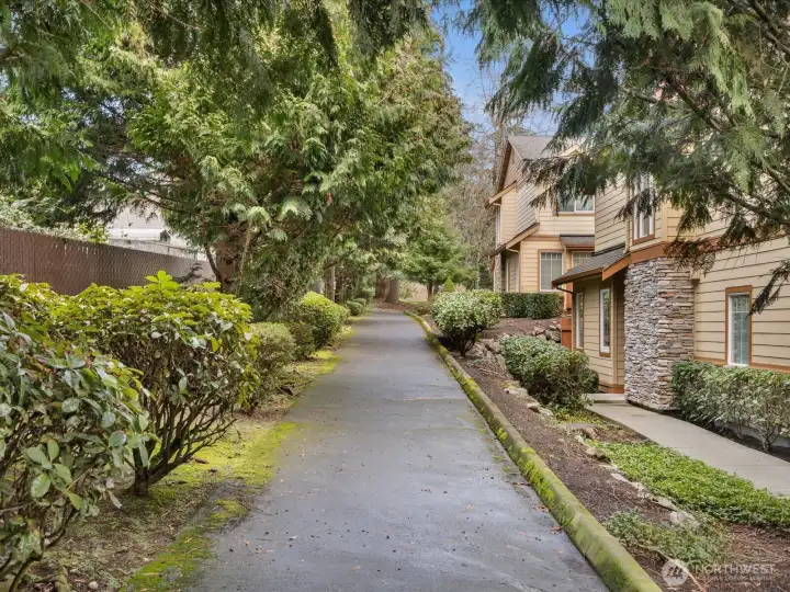 There is a walking trail next to the home.