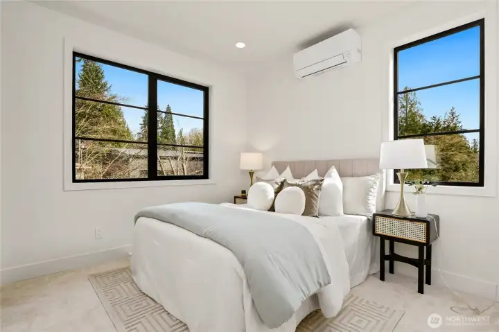 Second Upper Level Bath with oversized Windows, Seating Area and Heating/Cooling