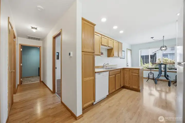 Kitchen with hallway