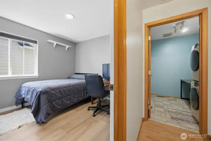 From hallway with 3rd bedroom and laundry/garage entrance