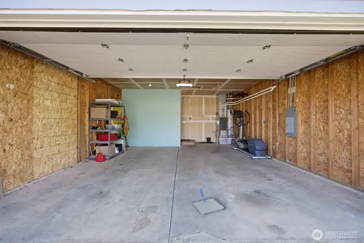 Outside looking into garage