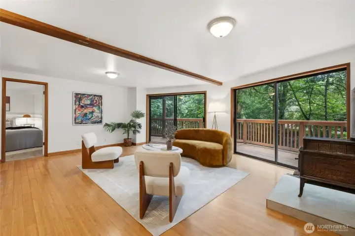 Downstairs Rec Room Opens to Deck