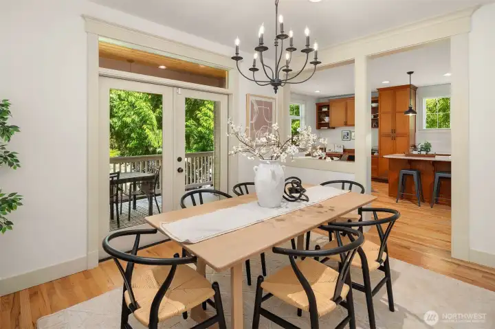 Dining room with french doors to deck