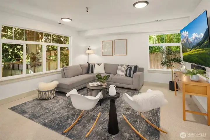 Lower floor recreation/media room