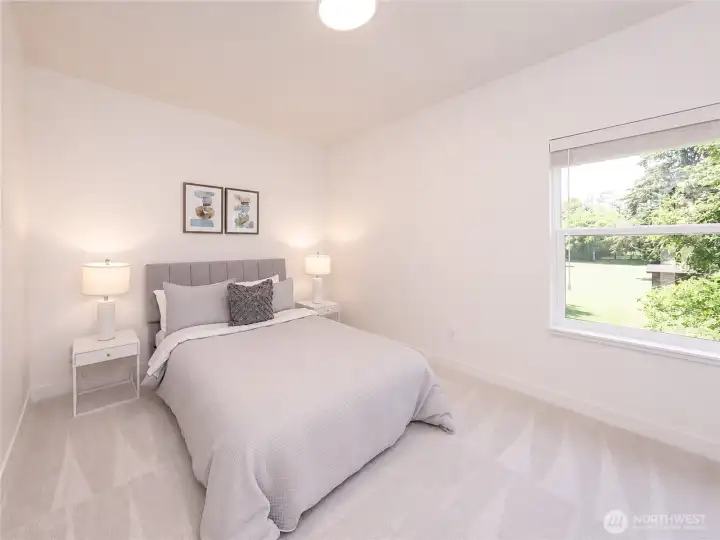 Large bedroom with park views