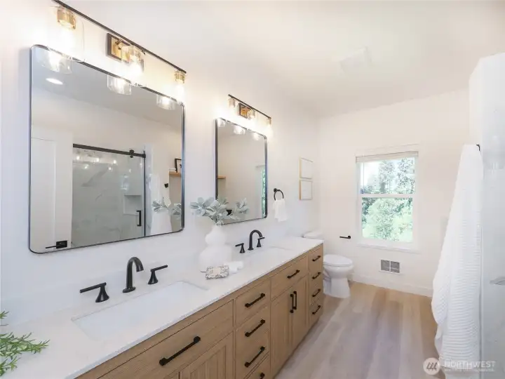 Premium 84 inch double vanity! Plenty of storage and counter space!
