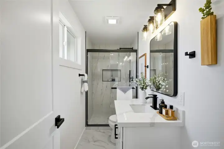 Reimagined and generously scaled primary bath Reimagined and generously scaled primary bath