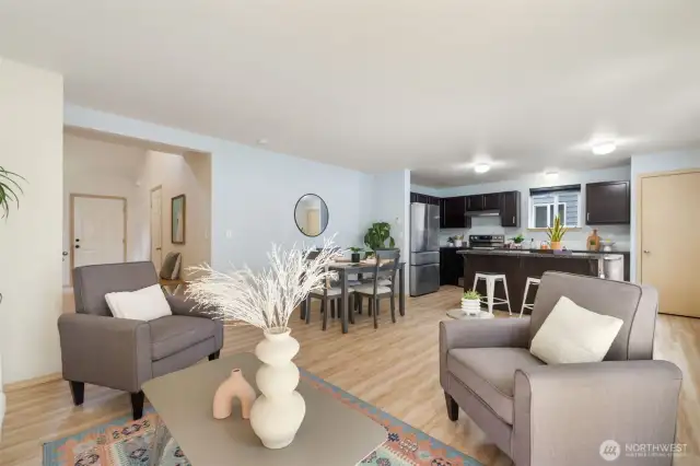 I love the open floor space. There is so much room to stretch out, and yet it still feels cozy.