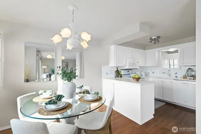 Enjoy equally bright gatherings in the good sized dining room.