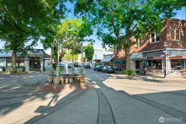 The Edmonds fountain. is at the corner of 5th and Main St in downtown Edmonds.   It is truly a key spot where people gather, shop, and enjoy the vibrant atmosphere of downtown Edmonds.