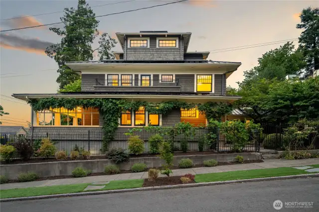 Stately elegance on the NE corner facing SW.