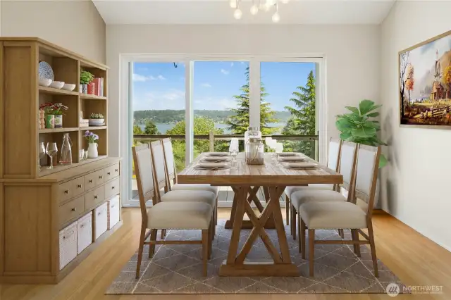 Dining Room with those ever present Lake Views