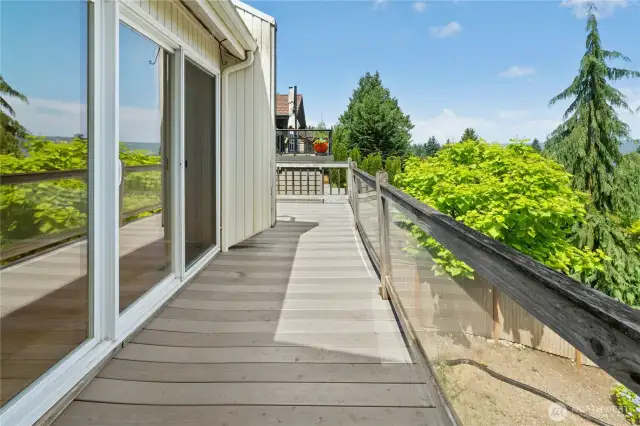 Deck wraps around the entire rear of home