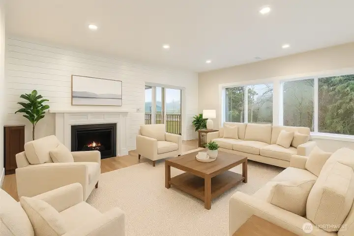 Virtually staged family room