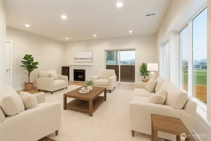 Virtually staged family room