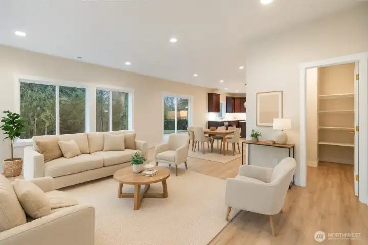 Virtually staged family room