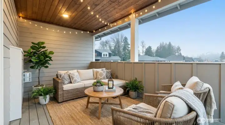 Virtually staged covered deck