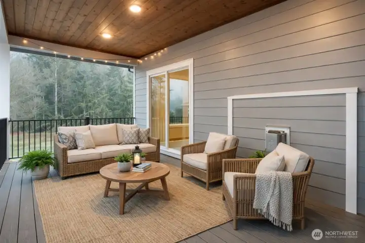 Virtually staged covered deck