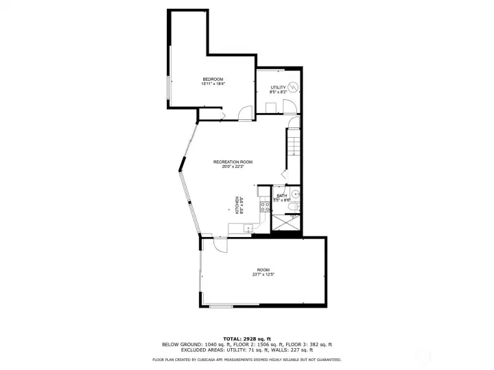 Lower level floor plan.
