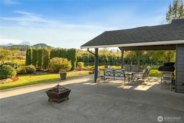 Large covered patio with breathtaking Mt. Rainier Views.